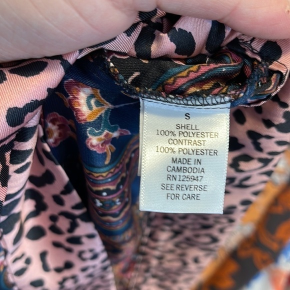 Dressbarn Surplice Wrap Kimono Shirt Leopard Blouse Small - Picture 3 of 7